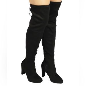 Over the Knee Black Suede Boots